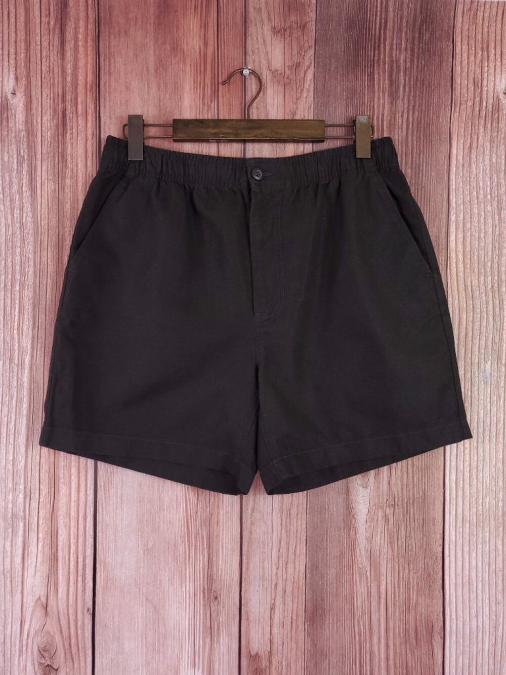NWT J Crew Mens Medium 5.5'' Pier Shorts Linen Cotton Blend Dark Brown CH204